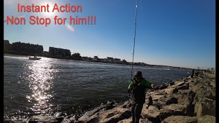 My 1ST Trip Fishing Manasquan Inlet New Jersey [upl. by Noremmac]