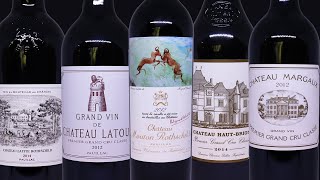 5 First Growths Bordeaux drinking Lets buy amp enjoy Bordeaux Premier Grands Crus in LA USA [upl. by Irakab]