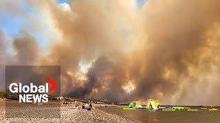 Greece wildfires Hundreds forced to evacuate Rhodes Island as fire spreads [upl. by Byrle161]