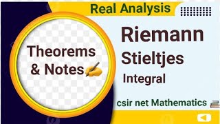 Riemann Stieltjes Integral lecture notes  Riemann Stieltjes Theorem msc  realanalysis [upl. by Tobiah]