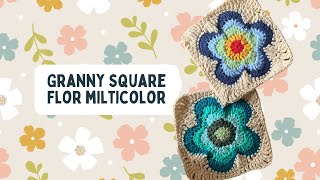 Granny Square crochet Flor multicolor Tutorial Paso a Paso [upl. by Magocsi]