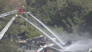 Chopper 10 flies over large apartment fire in Chesapeake [upl. by Dinsdale]