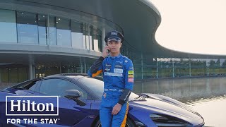 Meet Lando Norris The Chauffeur  Hilton [upl. by Nevarc]