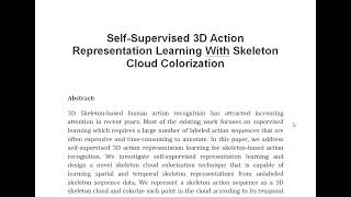 Self Supervised 3D Action Representation Learning With Skeleton Cloud Colorization [upl. by Felicity]