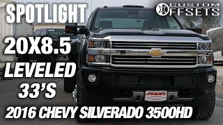 Spotlight  2016 Chevy Silverado 3500HD Dually 20x825 Leveled and 33s [upl. by Tol352]