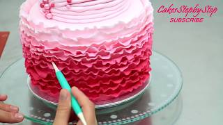 How To Make a Beautiful Ruffle Cake  Easy Cake Design Tutorial by Cakes StepbyStep [upl. by Lazar691]