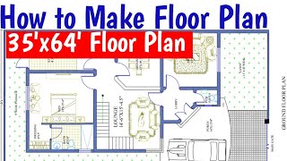 How to Make Floor Plan quot35ft x 64ft  Modern House Design and Layout Ideasquot [upl. by Ainehs236]