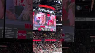 First time in a professional hockey game Flames vs Jets Stache style at the Saddledome [upl. by Nairolf]