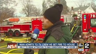 Man admits to a TV crew that he set a house fire [upl. by Mulloy]