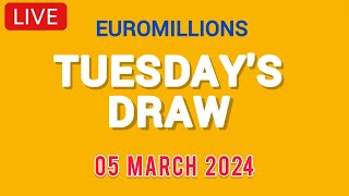 The National lottery Euromillions Draw Live Results From Tuesday 05 March 2024 [upl. by Atnoved]