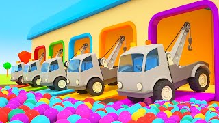 The Five Colored Tow Trucks for Kids Helper Cars cartoons for kids Learn colors with cars [upl. by Vrablik]