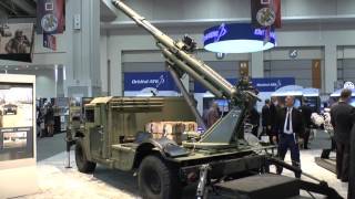 AUSA 2016 Hawkeye 105mm mobile artillery system [upl. by Ybbil]