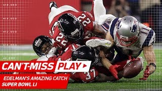 Julian Edelman Makes Ridiculous Catch  Patriots vs Falcons  Super Bowl LI Highlights [upl. by Imoyik]