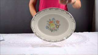 Vintage Crown Potteries Co Platter Floral Embossed Laurel [upl. by Xonel559]