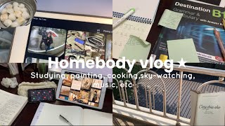 HOMEBODY VLOG  4am studying cooking skywatching painting music etc [upl. by Cherian]