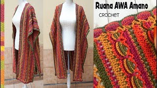 Ruana AWA Amano quotestampadaquot tejida a crochet  Tejiendo Perú [upl. by Lirpa458]