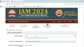 IIT JAM Form Fill Up 2024  HOW TO FILL IIT JAM 2024 Form  IIT JAM Form 2024 FILL UP  IIT JAM 2024 [upl. by Hilliary]