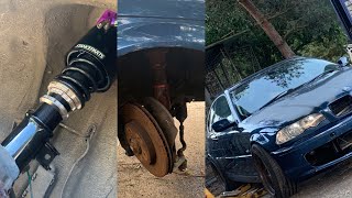 bmw e46 drift build bc racing coilovers stanceparts aircups slr speed camber caster plates install [upl. by Caryn]