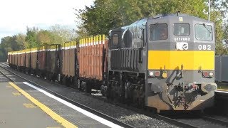 Irish Rail 071 Class loco 082 on an Empty Timber Train  Monasterevin Station [upl. by Otila604]