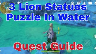 3 Lion Statues Puzzle Luhua Pool find a treasure In water Genshin Impact [upl. by Sueaddaht]