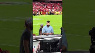 Travis Kelce’s brother Jason getting ready for Monday Night Football NFL Chiefs football stadium [upl. by Oiredised266]