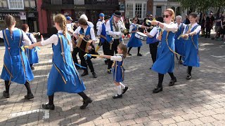 Wakefield Morris Dancers dance quotEaluscherwenquot at Bromyard Folk Festival 2023 [upl. by Glendon]