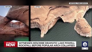 Boaters describe rockfall before crazy arch collapse on Lake Powell [upl. by Magnum]