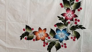 Fabric painting on bedsheet pillow cover painting beautiful chaddar bister ki design7275771487 [upl. by Nissensohn87]