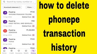 how to delete phonepe transaction history [upl. by Adeline]