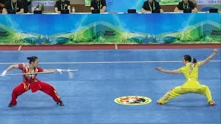 2014 1st China National Wushu Games 第一届全国武术运动大会 Women Duilian Jiangsu Team 江苏 沈清 张洋洋 962 [upl. by Ahseikan679]