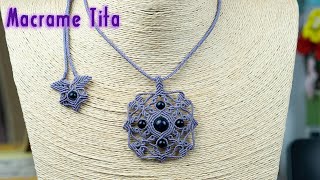 Macrame pendant tutorial  Macrame Stone Necklace Tutorial  Micro Macrame DIY Jewelry [upl. by Ycram]