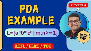 PUSHDOWN AUTOMATA EXAMPLE  2 an bm cn  PDA EXAMPLE  2  TOC [upl. by Waine]