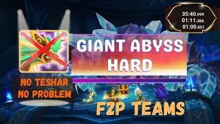 Giant Abyss Hard without Teshar  3 Alternative Teams  Summoners War [upl. by Joslyn]