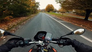 Beautiful Autumn Country Road with Aprilia SMV 750 factory 4k60fps asmr Enjoy [upl. by Aynotak]