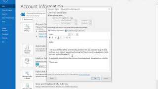 How to set up an out of office automatic reply in Microsoft Outlook for Office 365Exchange [upl. by Claribel]