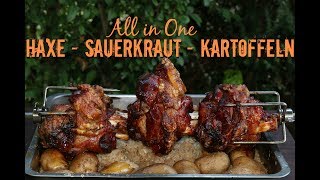 Haxen vom Grill mit Sauerkraut und Kartoffeln  All in One Gericht [upl. by Darnoc]