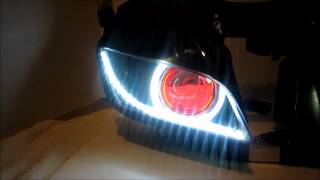 3 Honda CBR 600RR Projector Headlights BiXenon hid Angel  demon Eyes Halos By BKmoto [upl. by Foushee]