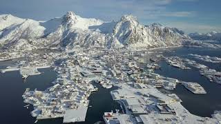 Travel Lofoten Islands 4K Svolvaer to Reine Mavic Pro drone aerial winter wonderland hamnoy reine [upl. by Hailee]