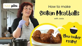 How to Make Sicilian Meatballs in a Slow Cooker  Hubb Pots Project [upl. by Goodkin270]