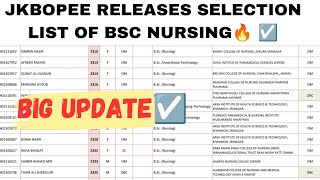 JKBOPEE RELEASES SELECTION LIST FOR BSC NURSING🔥 ☑️ BIG UPDATE☑️ MUST WATCH [upl. by Marba]