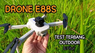 DRONE E88S TEST OUTDOOR amp FITUR [upl. by Euqinahs651]