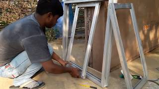 Making aluminium slaiding windows with mosqito net [upl. by Nuli]