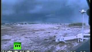 Japan earthquake Tunami hitting Sendai Airport [upl. by Dianuj]