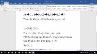 Tìm khóa tối thiểu của quan hệ  cơ sở dữ liệu 2 [upl. by Delanie]