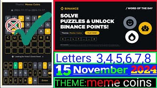 Binance Word of the Day Answer Today 15 November 20247 Letter Binance Word of the Day Answer [upl. by Marci]