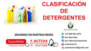 DETERGENTES  LIMPIADORES  CLASIFICACIÓN [upl. by Yeoz280]