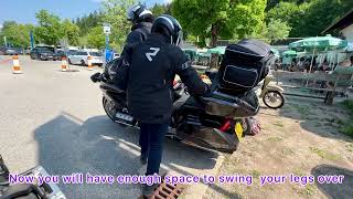 How to mount as pillion rider on a touring motorbikeHonda Goldwing [upl. by Hanako495]