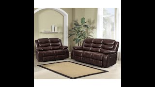 Brown Breathable Faux Leather Sofa And Loveseat Set By Milton Green Stars [upl. by Ivey]