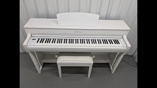 Yamaha Clavinova CLP735 digital piano and stool in satin white finish stock number 24465 [upl. by Esmond134]