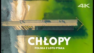 CHŁOPY plaża przystań rybacka molo z drona 4K  Polska z lotu ptaka [upl. by Aniad]